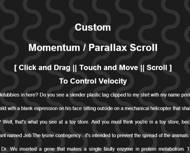 jQuery Custom Scroll with Momentum and Parallax